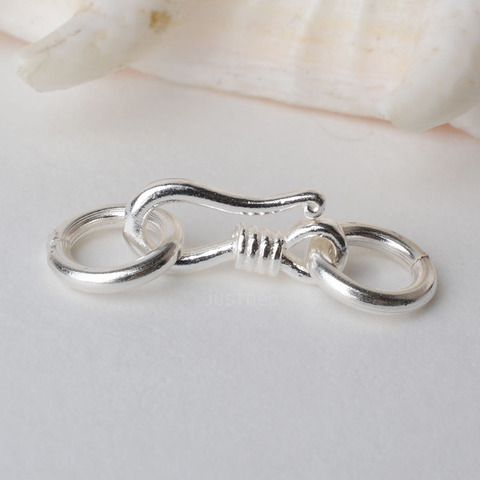 Sterling Silver S Hook & Eye Fish Clasp with Closed Jump Ring, for Necklace / Bracelet Jewelry diy Components ► Photo 1/5