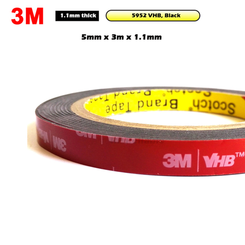 3M VHB 5952 Black Heavy Duty Mounting Tape Double Sided Adhesive Acrylic Foam Tape Mounting Bond 5mmx3Mx1.1mm ► Photo 1/2