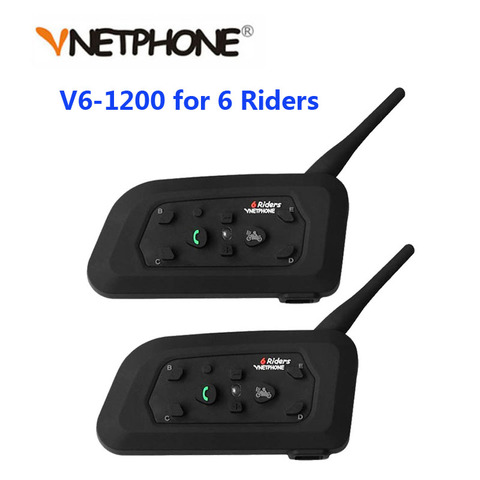 Vnetphone 2PCS 1200M Motorcycle Bluetooth Helmet Intercom for 6 riders BT Wireless Waterproof Interphone Headsets MP3 ► Photo 1/6