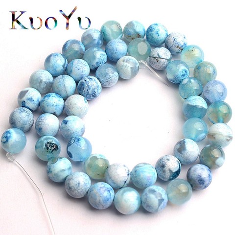 Blue Fire Dragon Agates Natural Stone Beads Round Loose Spacer Bead For Jewelry Making DIY Bracelet Necklace 15''Strand 6/8/10mm ► Photo 1/5
