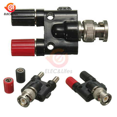 BNC Male to 4MM Twin Dual Binding Posts Banana Plug Jack Female Coaxial Adapter Connector BNC Male Terminals black & red RoHS ► Photo 1/6
