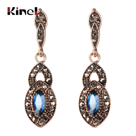 Kinel Turkish Women Long Drop Earrings Vintage Resin Jewelry Antique Gold Color Gypsy India Bridal Earrings Ethnic Jewelry ► Photo 1/6