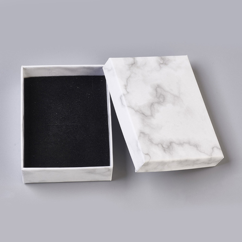 24pcs Paper Cardboard Jewelry Boxes Storage Display Carrying Box For Necklaces Bracelets Earrings Square Rectangle Marble White ► Photo 1/6