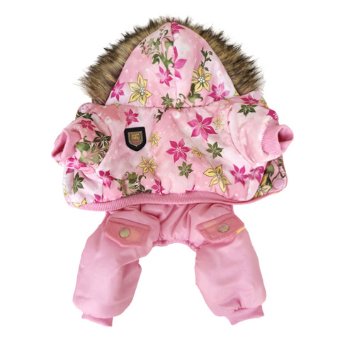 New Pineocus Hooded Warm Winter Thickness Pet Dog Clothes Cat Puppy Dogs Coat Jackets With Flower Pattern From S-XL ► Photo 1/6