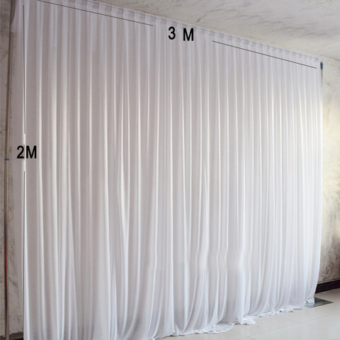 3X2M Simple white ice silk party curtain wedding event backdrops for stage decoration ► Photo 1/6