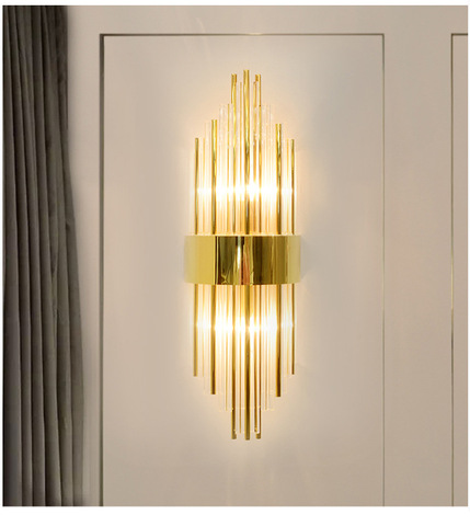 Creative Golden Luxury Indoor Living Room Crystal Wall Lamp Bedside Lamp Led Post Modern Classic Hotel Aisle Corridor Light ► Photo 1/6