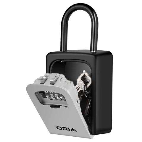 ORIA 4 Digit Key Lock Box Wall Mounted Key Storage Safe Box Waterproof with Removable Shackle for Indoors and Outdoors ► Photo 1/6