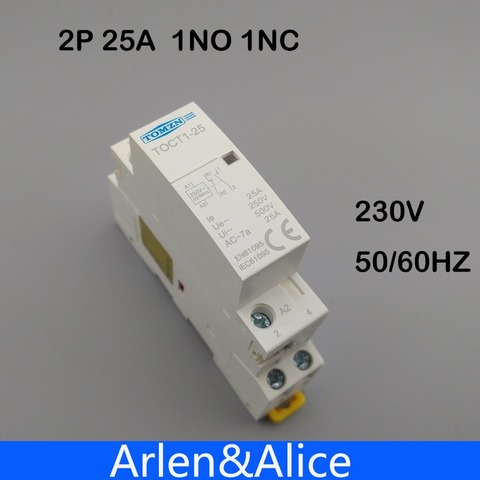 TOCT1 2P 25A 1NC 1NO 230V 50/60HZ Din rail Household ac Modular contactor one normal open and one normal close ► Photo 1/5