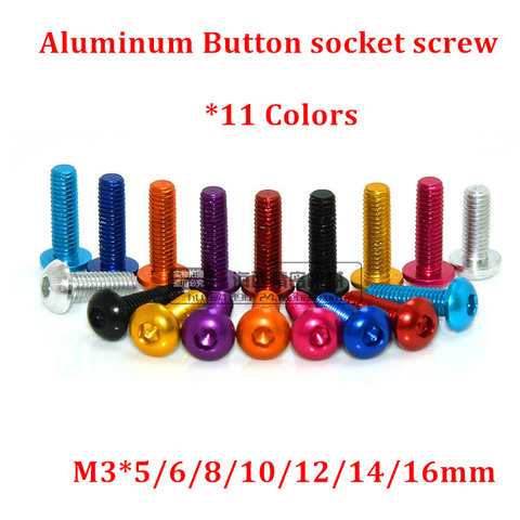 10pcs M3 Aluminum Button screw M3*5/6/8/10/12/14/16mm Hex socket button head aluminum model screws ► Photo 1/2