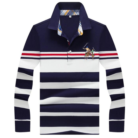 Autumn winter new polo shirt High quality brand cotton men's polo shirt Business casual striped Solid shirt polo men ► Photo 1/6