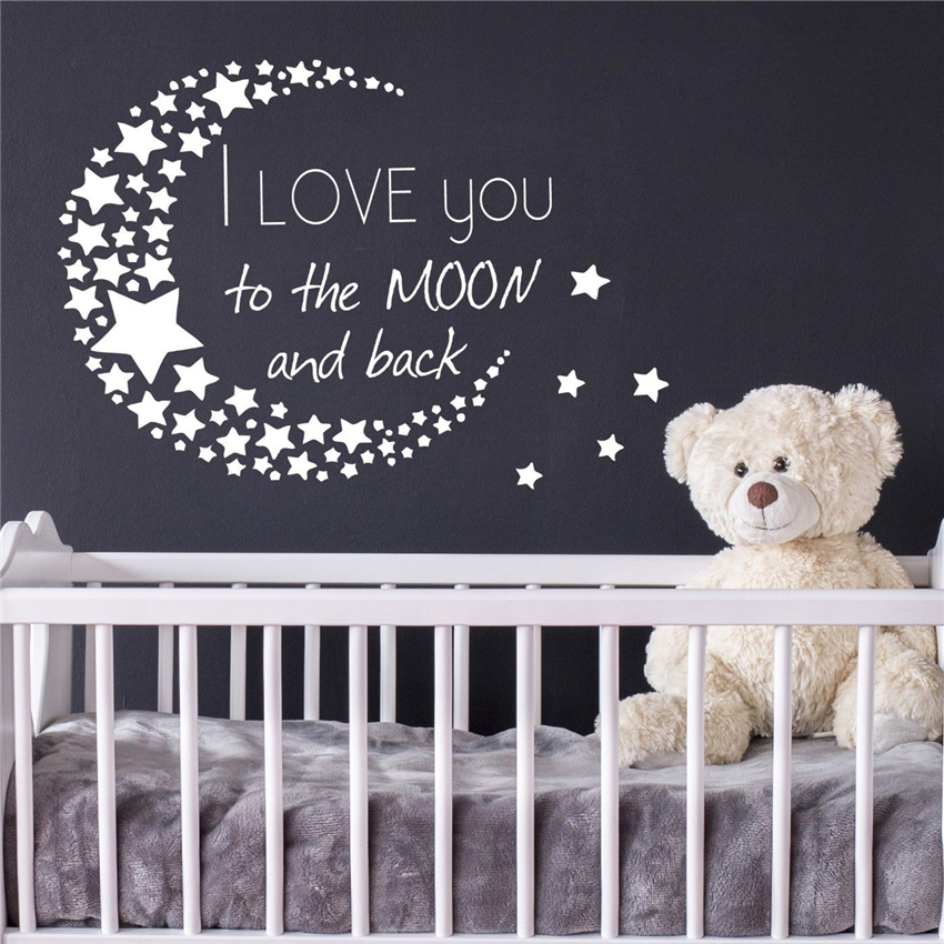 I Love You To The Moon And Back Wall Decal E Stars Vinyl Nursery Decor Cute Cartoon Kids Room Decals D969 Alitools - I Love You To The Moon And Back Wall Sticker