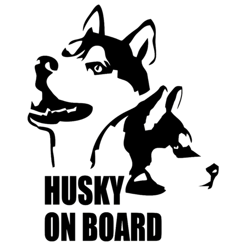 CS-801#15*18.4cm HUSKY ON BOARD funny car sticker vinyl decal silver/black for auto car stickers styling car decoration ► Photo 1/6