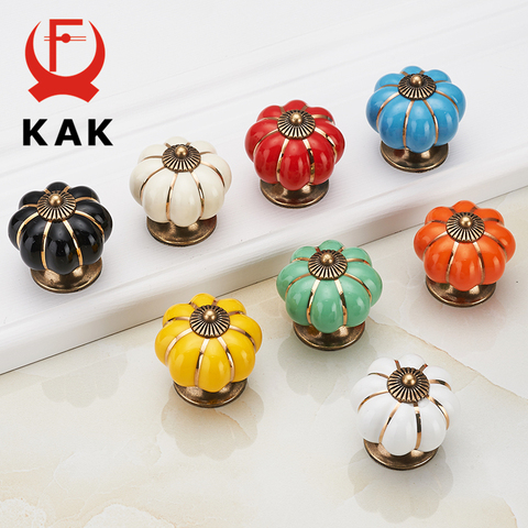 KAK Pumpkin Ceramic Handles 40mm Drawer Knobs Cupboard Door Handles Single Hole Cabinet Handles with screws Furniture Handles ► Photo 1/6