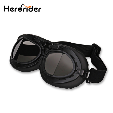 BLACK  Motorcycle Goggles Vintage Scooter Glasses Goggles FOR Motorbike Bike ► Photo 1/6