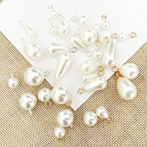 10 Pcs Round Water Drop Imitation Pearl Charms For Jewelry Making Supplies Diy Earrings Pendants Accessories Materials ► Photo 1/5