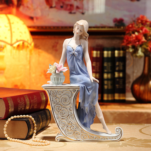 Porcelain Girl Statuette Ceramic Belle Figure Handicraft Ornament Accessories Furnishing for Home Decor and Valentine's Day Gift ► Photo 1/6