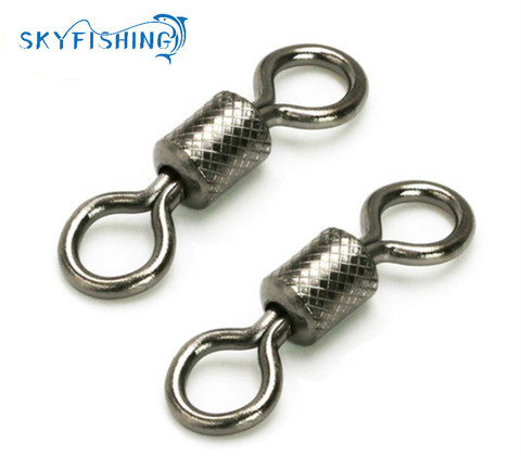 100pcs/lot fishing swivels Ball Bearing swivel with safety snap solid rings rolling swivel for carp fishing accessories ► Photo 1/2