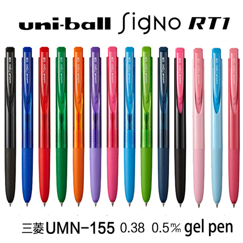 1pc Mitsubishi Uni Japan Gel Pen Uni-ball 0.38/0.5mm 10 Colors Signo RT1 UMN155 Ballpoint/Neutral Pens School&Office supplies ► Photo 1/6