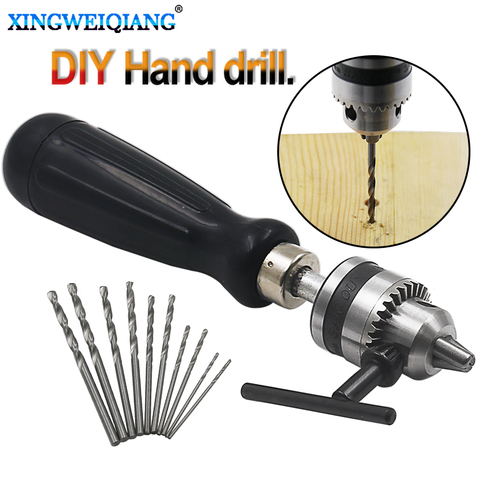 Adjustable Pin Vise Model Hand Drill Tool with Chuck Capacity 0.6-6mm fit Drill Bits Screwdriver Bit plus 10pcs drill ► Photo 1/6