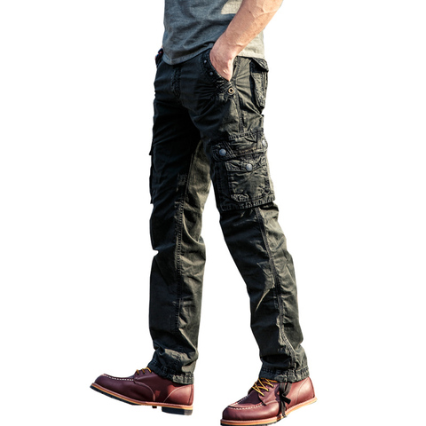 drop shipping men cotton military casual ankle length pants solid comfortable straight trousers 3 colors 28-38 JPCK08 ► Photo 1/6