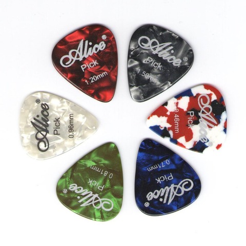 6 pieces Alice Celluloid Guitar Picks Mediator Thickness 0.46 0.71 0.81 0.96 1.20 1.50 mm - Color Random ► Photo 1/6