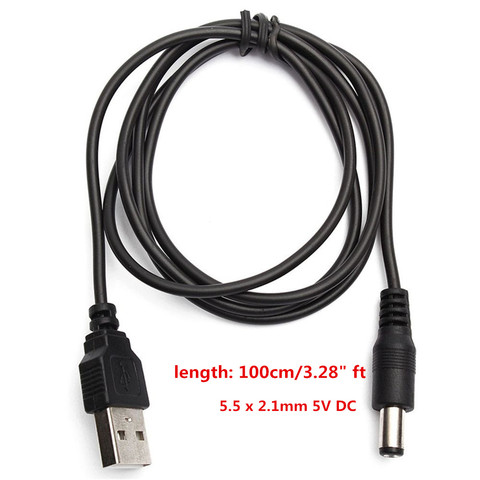 100cm Length Best Black USB Port 5V 5.5*2.1mm DC Barrel Power Cable Connector For Small Electronics Devices usb extension cable ► Photo 1/5