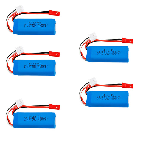 7.4V 450mAh Lipo Battery 2S for WLtoys K969 K989 K999 P929 P939 RC Car 7.4 V 450 mah  601844 20C battery 5pcs/4pcs/3pcs/2pcs/lot ► Photo 1/6