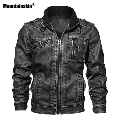 Mountainskin 7XL Men's PU Jacket Leather Coat Autumn Slim Fit Faux Leather Motorcycle Jackets Male Coats Brand Clothing SA591 ► Photo 1/6