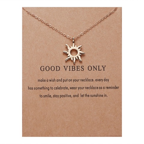Rinhoo Fashion Sun Necklaces & Pendants Gold Color Alloy Pendant Necklace Wish Card Jewelry For Women Girl Jewelry Birthday Gift ► Photo 1/5