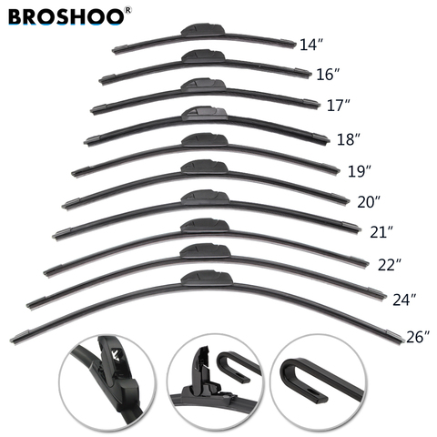 BROSHOO Universal U HOOK Auto Car Wiper Blades 14