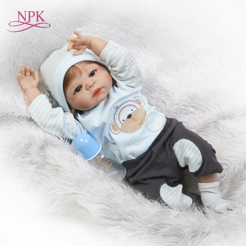 NPk 56cm Silicone reborn baby boy doll toy like real full silicone body newborn babies doll bebes reborn bonecas waterproof bath ► Photo 1/6