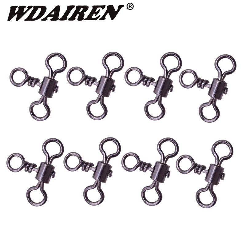 10pcs/lot Stainless Fishing Swivels Snap Rolling Swivel with T