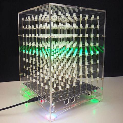 LED Light Cube Kit 8x8x8 DIY 3D Multicolor Led Light Cubeeds Music Music Spectrum LED with Excellent animations ► Photo 1/6