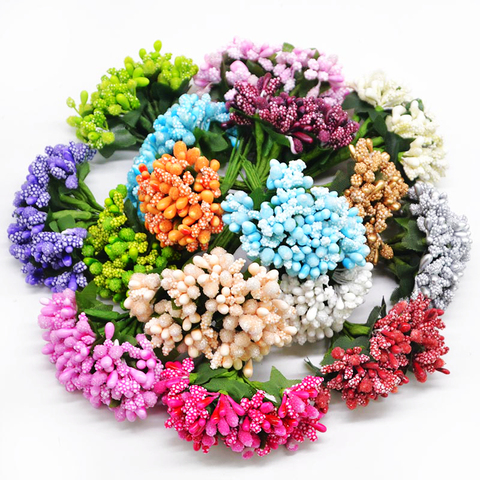 12Pcs/lot Handcraft Artificial Flowers Stamen Sugar Wedding Party Decoration DIY Wreath Gift Box Scrapbooking Cheap Fake Flowers ► Photo 1/6
