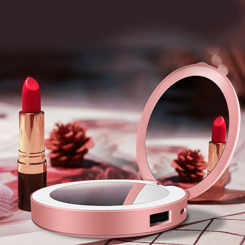 Mini Portable LED Makeup Mirror Round HD Cosmetic Mirror with LED Light Beauty Tool Bump for Tabletop Bathroom Travel Dropship ► Photo 1/6
