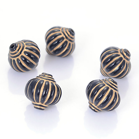 Miasol 30 Pcs Plating Acrylic Stripe Round Lantern Antique Design Spacers Charms Beads For Diy Jewelry Making Accessories ► Photo 1/5