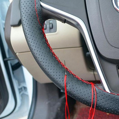Useful DIY Faux Leather Soft Car Steering Wheel Cover with Needles and Thread ► Photo 1/5