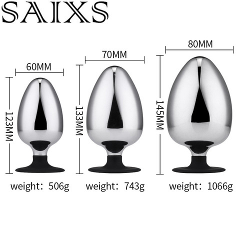 Super Big Metal Anal Plug Silicon Base Suction cup Anal butt Plug Sex toys 3 size for choice ► Photo 1/1
