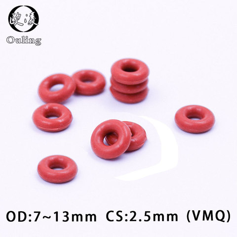 10PC/lot Red Silicone Ring Silicon/VMQ O ring 2.5mm Thickness OD7/8/9/10/11/12/13*2.5mm Rubber O-Ring Seal Gasket ORing Washer ► Photo 1/6