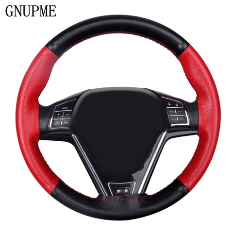 Car Steering Wheel Cover Genuine Leather Cowhide Braid With Needles Thread Car-Styling 38CM DIY Automobile Interior Accessory ► Photo 1/6