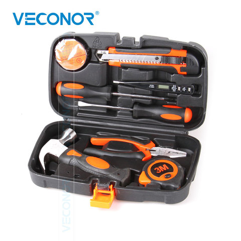 9 PCS Home Use Repair Tools Set Household Combination Tool Box Kit Multifunctional Screwdriver Knives Hammer Pliers Tape Tester ► Photo 1/6
