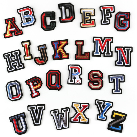 High Quality sew-on A-Z 26 English alphabet English letters Stereo Embroidery  Dress Stickers Patches Letters Applique   Parches ► Photo 1/1
