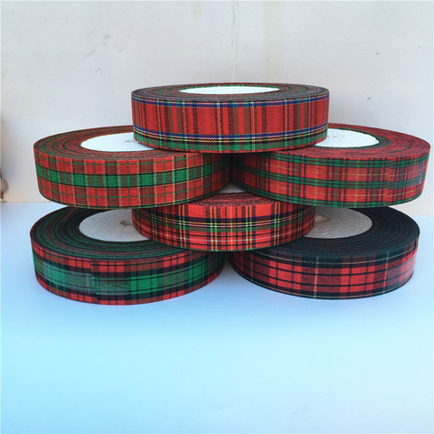 5 yards 25mm Red Lattice Printing Grosgrain Ribbon Bows Christmas Party gift Decor Craft ► Photo 1/6