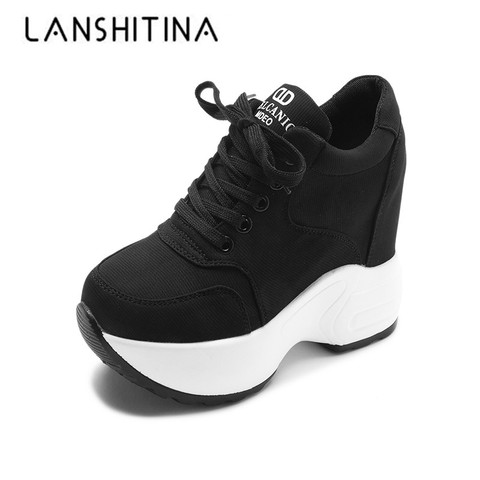 2022 Women Sneakers Mesh Casual Platform Trainers White Shoes 10CM Heels Autumn Wedges Breathable Woman Height Increasing Shoes ► Photo 1/6