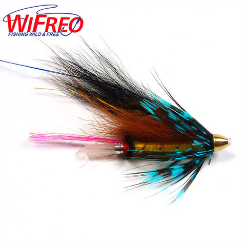 Wifreo [4PCS] Conehead Tube Flies for Salmon Trout And Steelhead Fly Fishing Blue Grizzly Orange & Black Color ► Photo 1/2