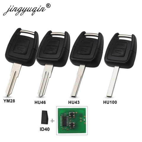 jingyuqin 2 Buttons 433Mhz Fob Remote Key For Opel Vauxhall Vectra Zafira OP1 24424723 With ID40 Chip HU43 HU100 YM28 HU46 Blade ► Photo 1/6