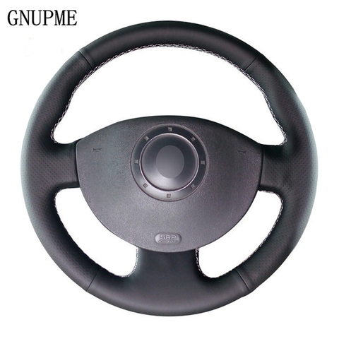 Black Artificial Leather Hand-stitched Car Steering Wheel Cover for Renault Megane 2 2003-2008 Kangoo 2008 Scenic 2 2003-2009 ► Photo 1/6