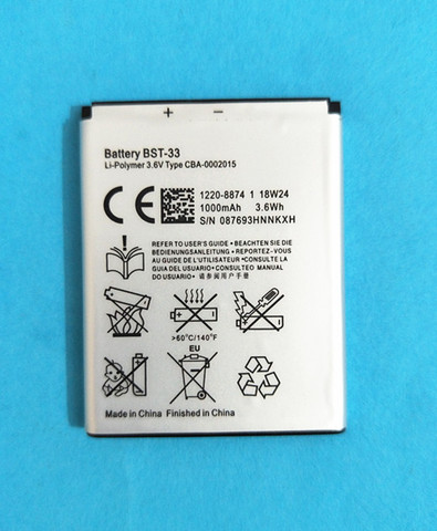 AZK BST-33 Battery for Sony Ericsson K530 K550 K630 K800 K800i K810 K810i U10i J105i T715 G705 K660i K790 K790i BST 33 Phone ► Photo 1/6