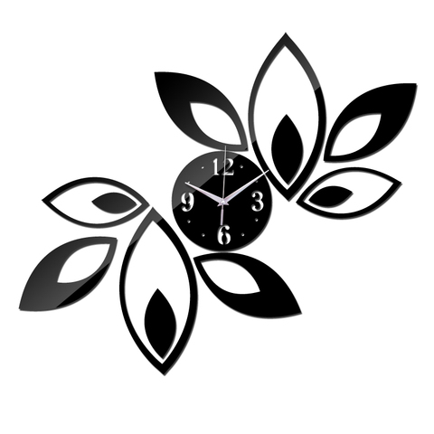 2015 arrival hot room silver big flower acrylic mirror wall clock modern design luxury 3d diy clocks quartz watch free shipping ► Photo 1/1