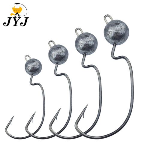 JYJ Exposed Lead Jig Head 10 pcs 3.5g 5g 7g 10g Barbed Hook Soft Lure Worm Fishing Hooks, Sharp jig head hook for soft worms ► Photo 1/6